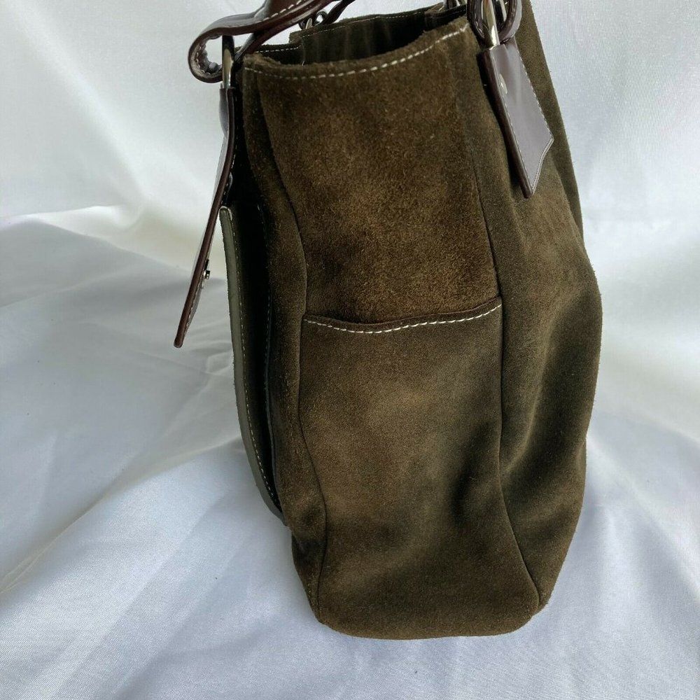Suede Tote Ralph Lauren Styled Equestrian Quiet Luxury Olive Bag - Picture 3 of 10